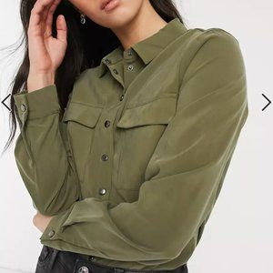 Vila shirt body in green